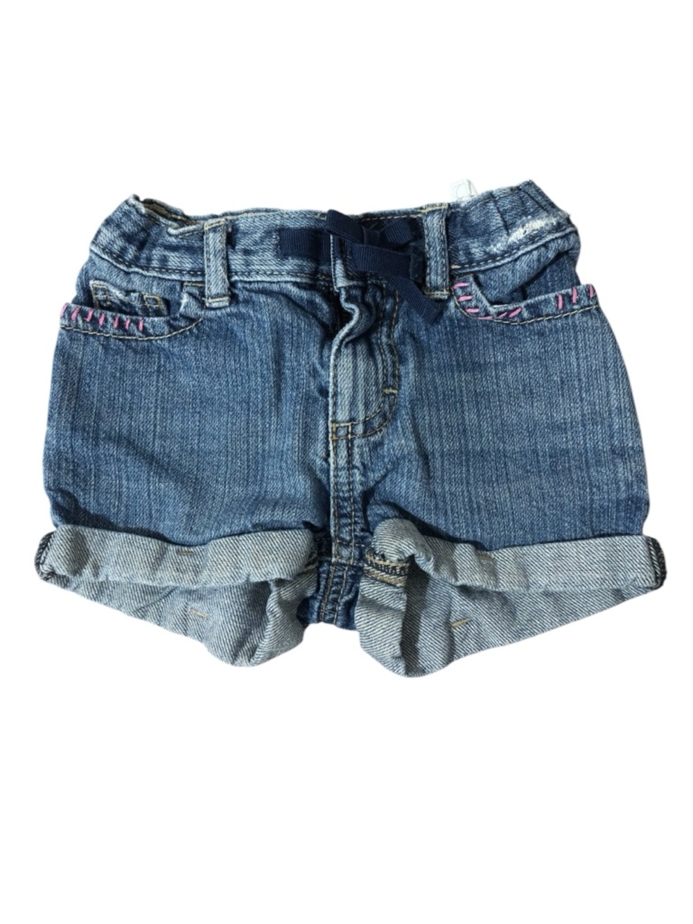 Oshkosh Vtg Cotton Denim Jean Shorts with Pink Stitch Detail Size 18m